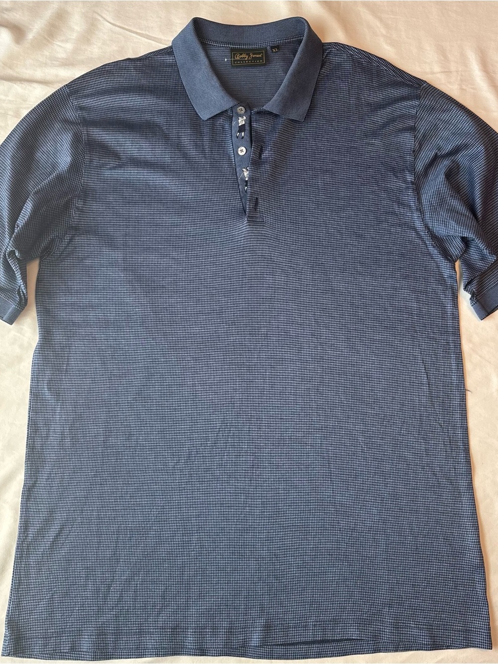 Blue Bobby Jones Collection Men's Polo with a distinctive Micro-Pattern Design